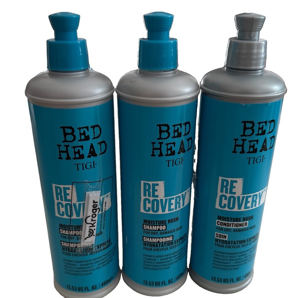 TIGI BED HEAD RE COVERY MOISTURE RUSH 2 SHAMPOO & Conditioner Lot 3